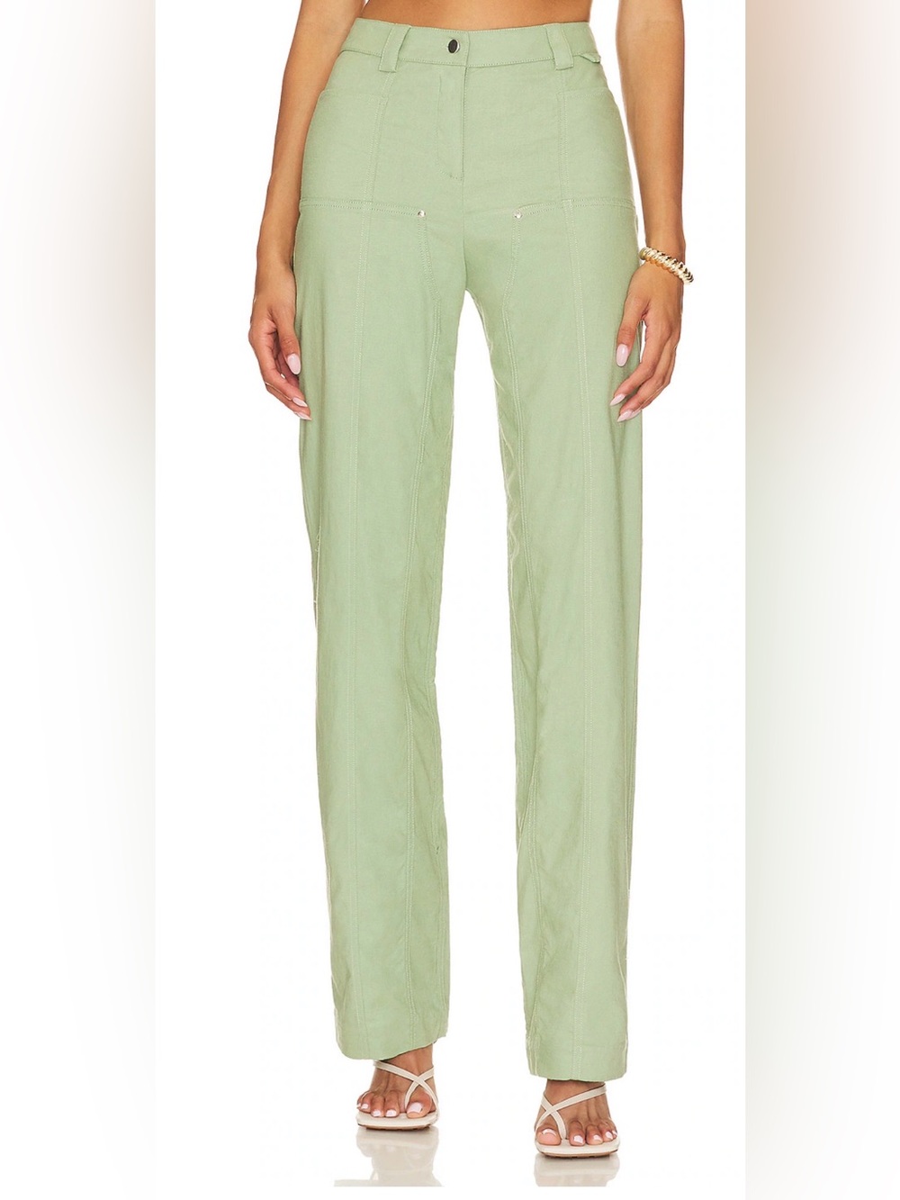 Camila Coelho Collection Matilde Pant Wide Leg Pants in Green Size Medium NWT